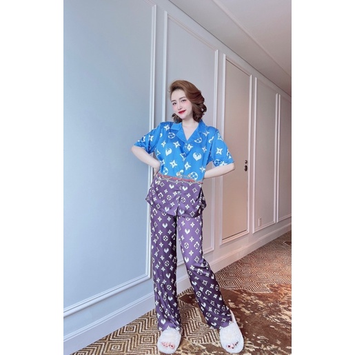 đồ ngủ nữ, set bộ mặc nhà pizama tay ngắn quần dài hoạ tiết thiết kế cực xinh