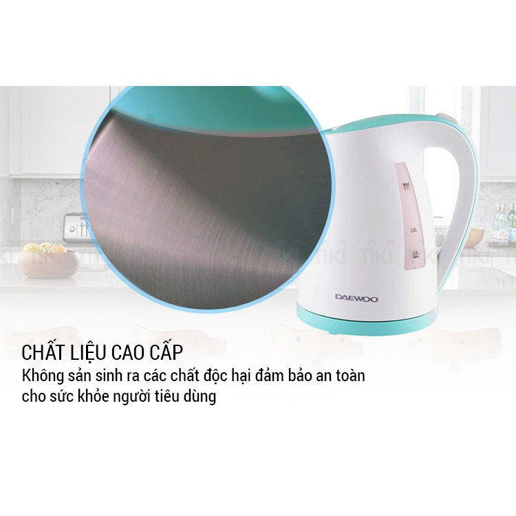 Bình Đun Siêu Tốc 2 Lớp Daewoo DEK-D6500  - Thân nhựa PP ruột inox 304 - Hàng mới