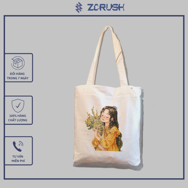 Túi Canvas [ZCrush] Tote Vải Canva In Hình Họa Tiết Cute