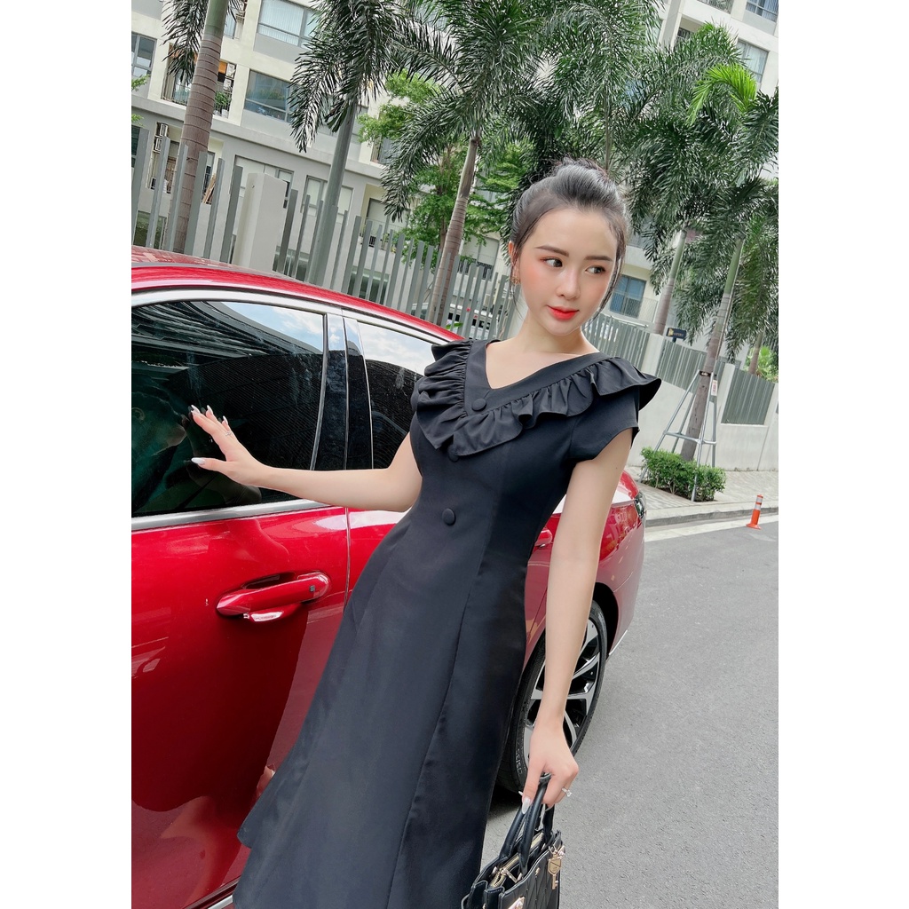 Đầm 8 mảnh phối bèo cổ dễ thương-D029