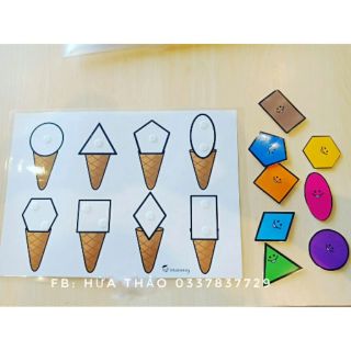 HỌC LIỆU CHO BÉ: HỌC HÌNH KHỐI - Que kem. Giấy in ảnh ép plastic có bóc dán