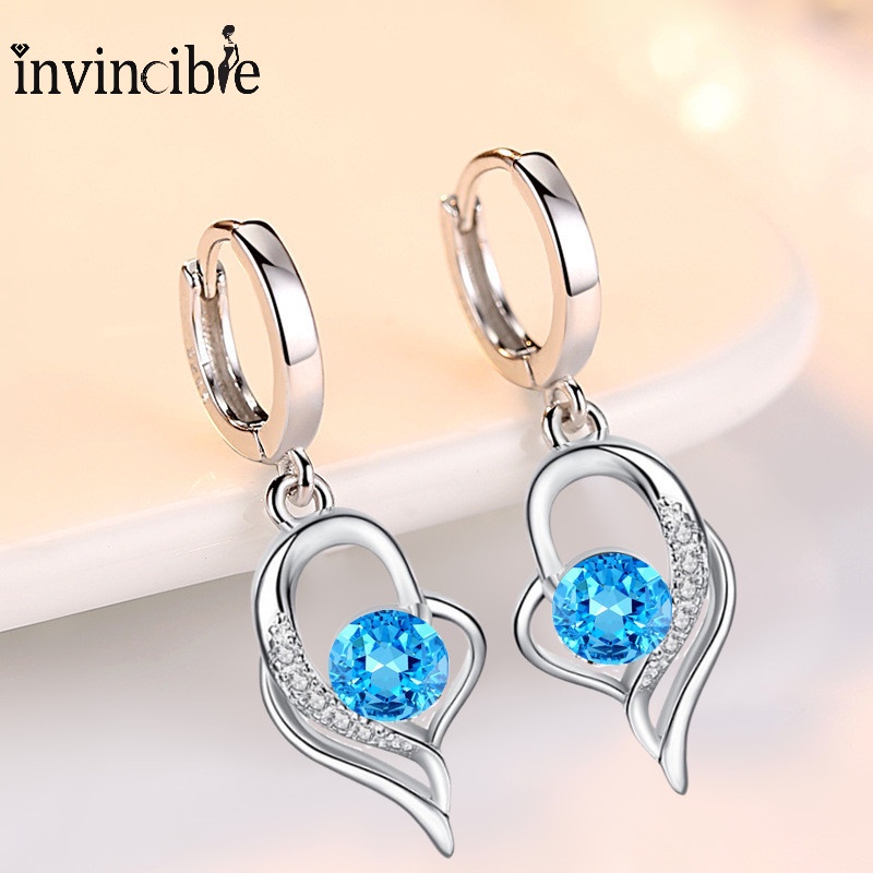 1 Pair Korean Rhinestone Crystal Pierced Dangle Earrings/ Ladies Elegant Hollow Waterdrop Lady Dangle Earrings/ Ear Jewelry Accessories