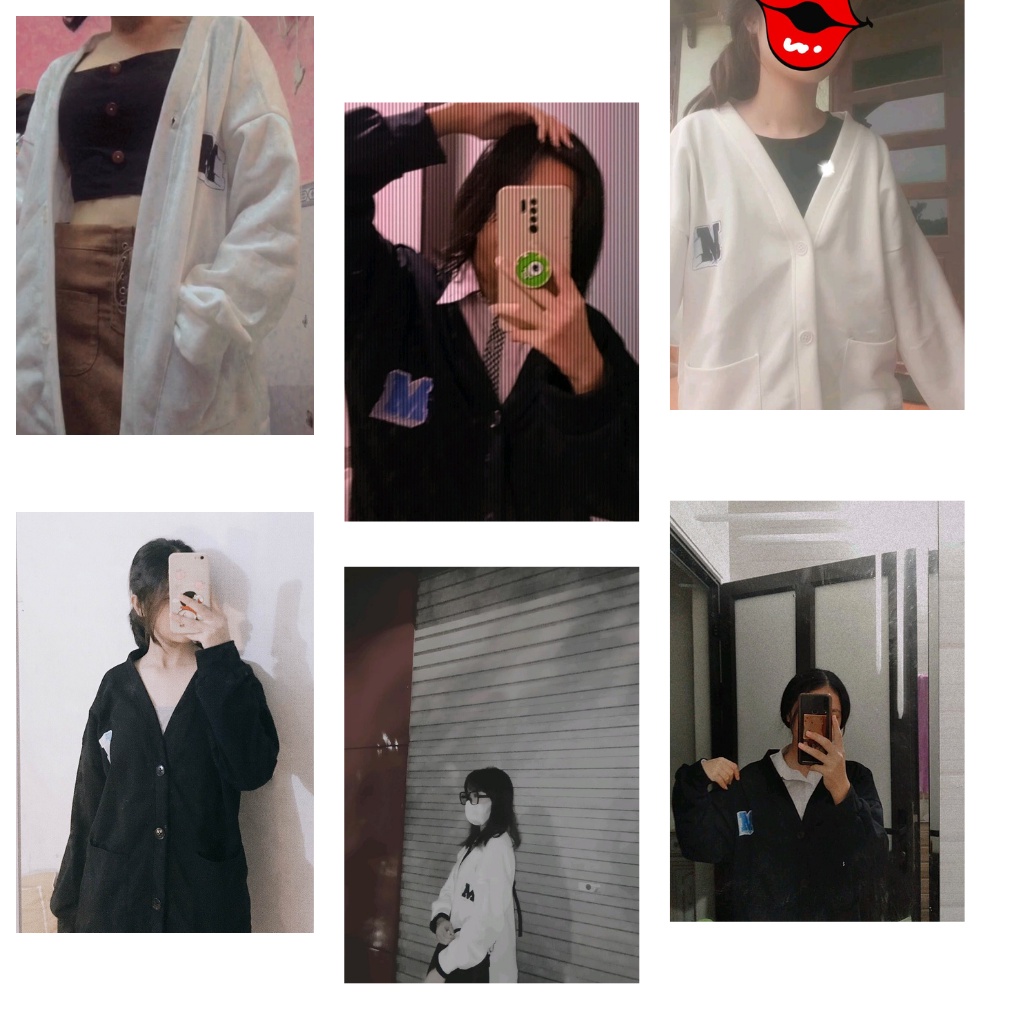 Cardigan Hàn Quốc, Áo khoác cardigan nữ Đen Trắng Thêu Logo Chữ M Chất Nỉ Phong Cách Ulzzang | BigBuy360 - bigbuy360.vn