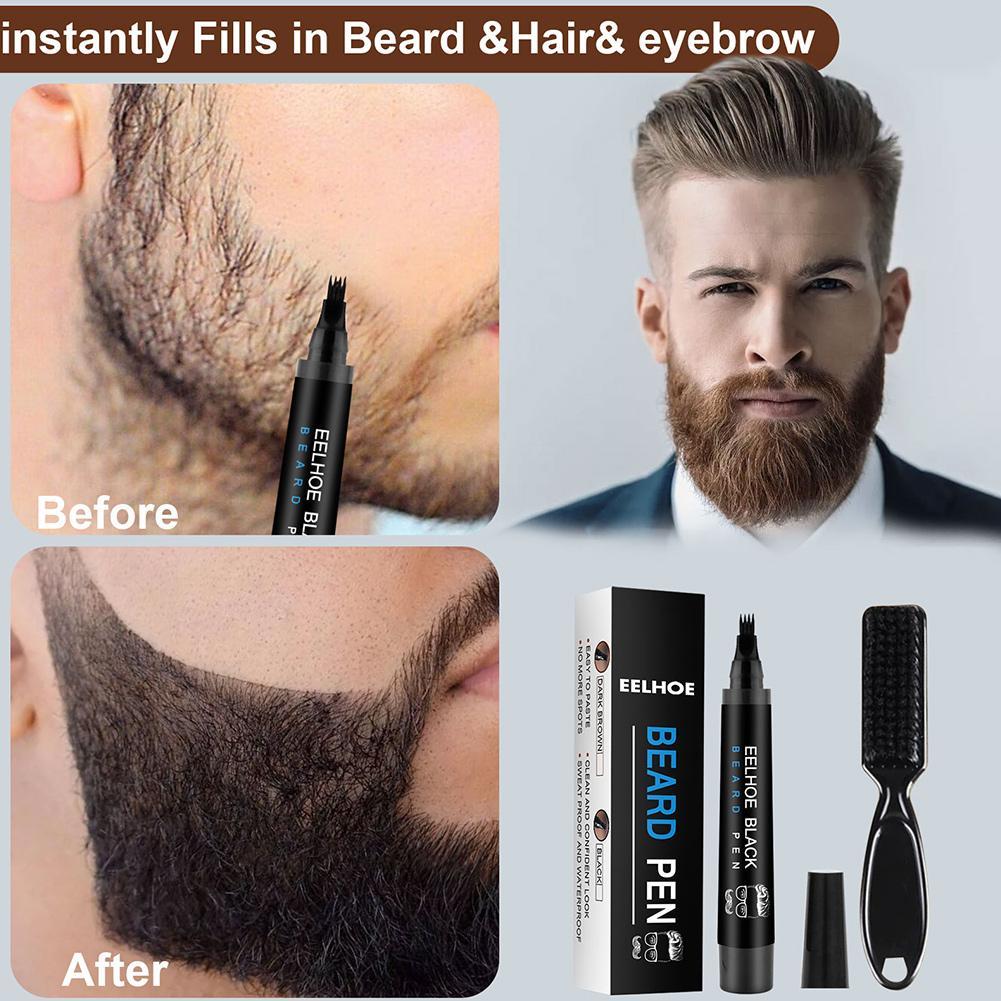 New Two-Color Beard Filling Pen Kit Black Beard Pen + Brush Kit