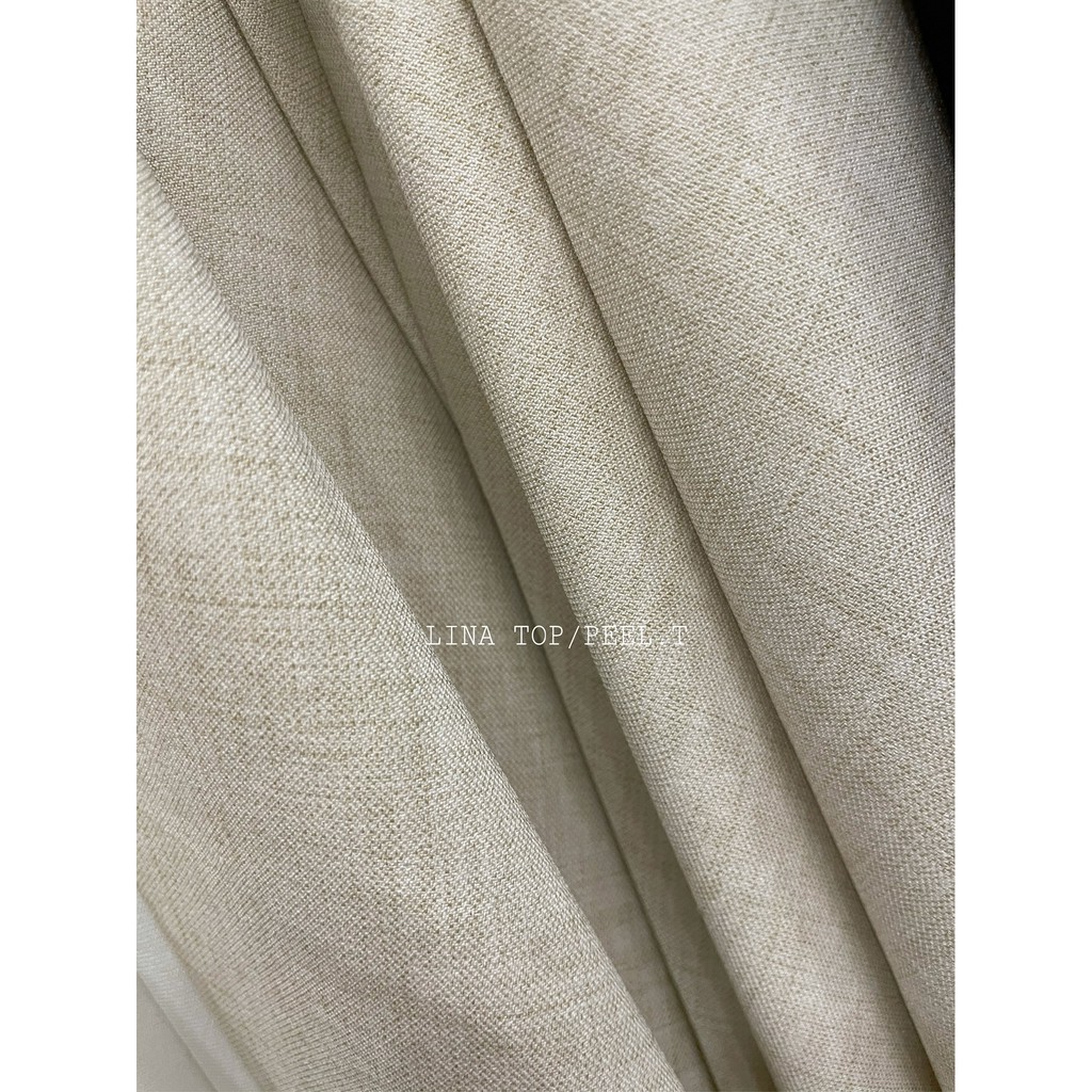 PEEL.T - Lina Top - Áo trắng, be baby tay phồng cổ sơ mi xếp ly