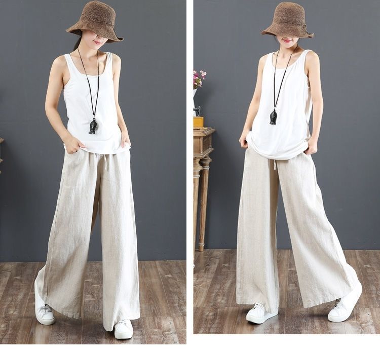 Quần Dài Lưng Cao Dáng Rộng Chất Liệu Cotton Phong Cách Retro Thời Trang Xuân Hè