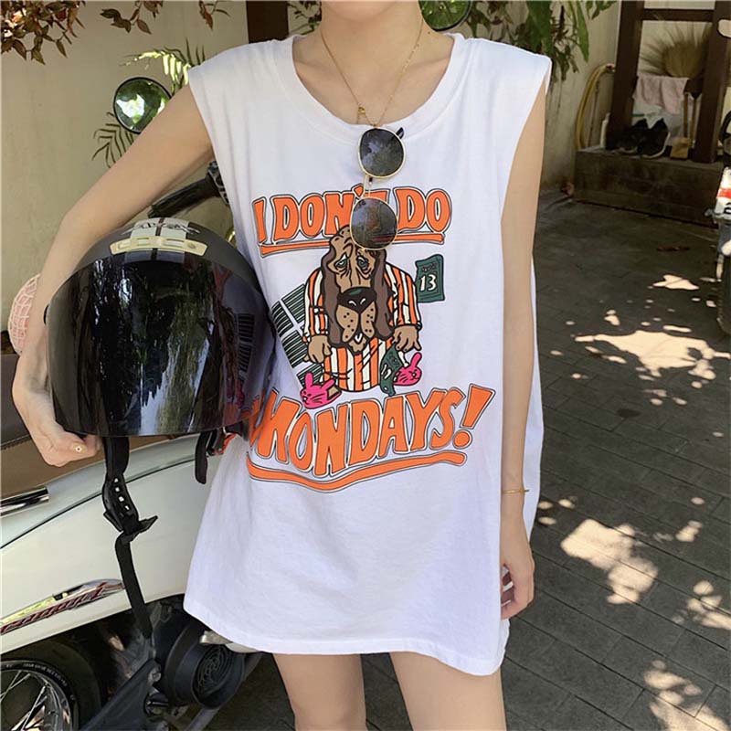 Áo ba lỗ nữ sát nách form rộng thun cotton tập gym freesize BL01