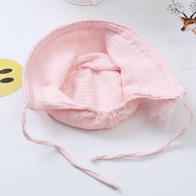 Mũ vải cotton phối ren họa tiết hoa dễ thương phụ kiện chụp ảnh cho bé gái