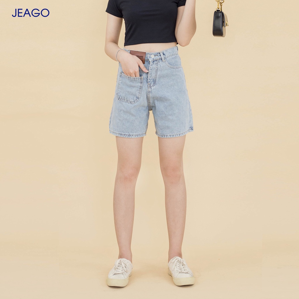 Quần Short Jean Nữ Xanh Màu Nhạt JEAGO_M217