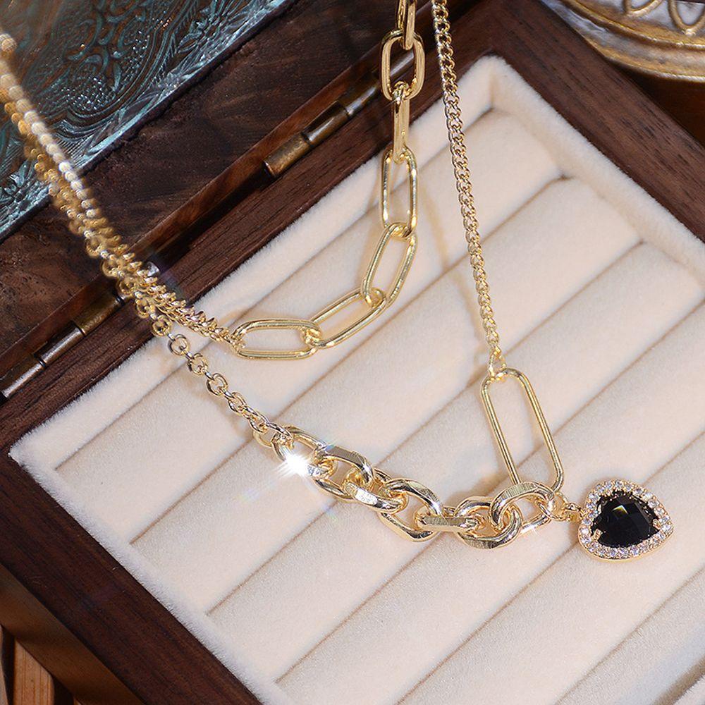 Vòng cổ Hai Lớp Mặt Trái Tim Sang Trọng Thời Trang Cho Nữ