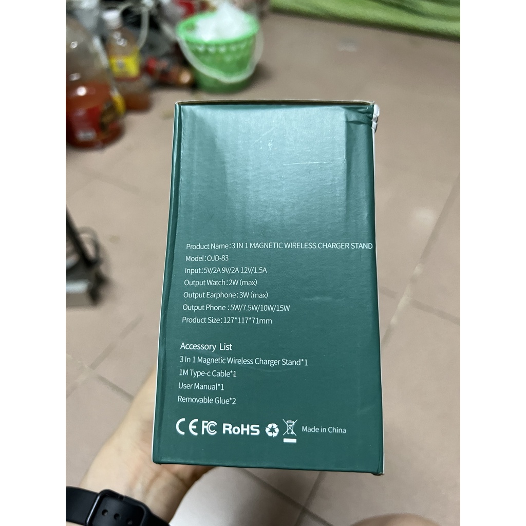 ĐỐC Đế sạc không dây 3 in 1 cho ip samsung đồng hồ thông minh APPL.E WATC.H TAI NGHE AIRPOD.S công suất 15W - ODJ 83