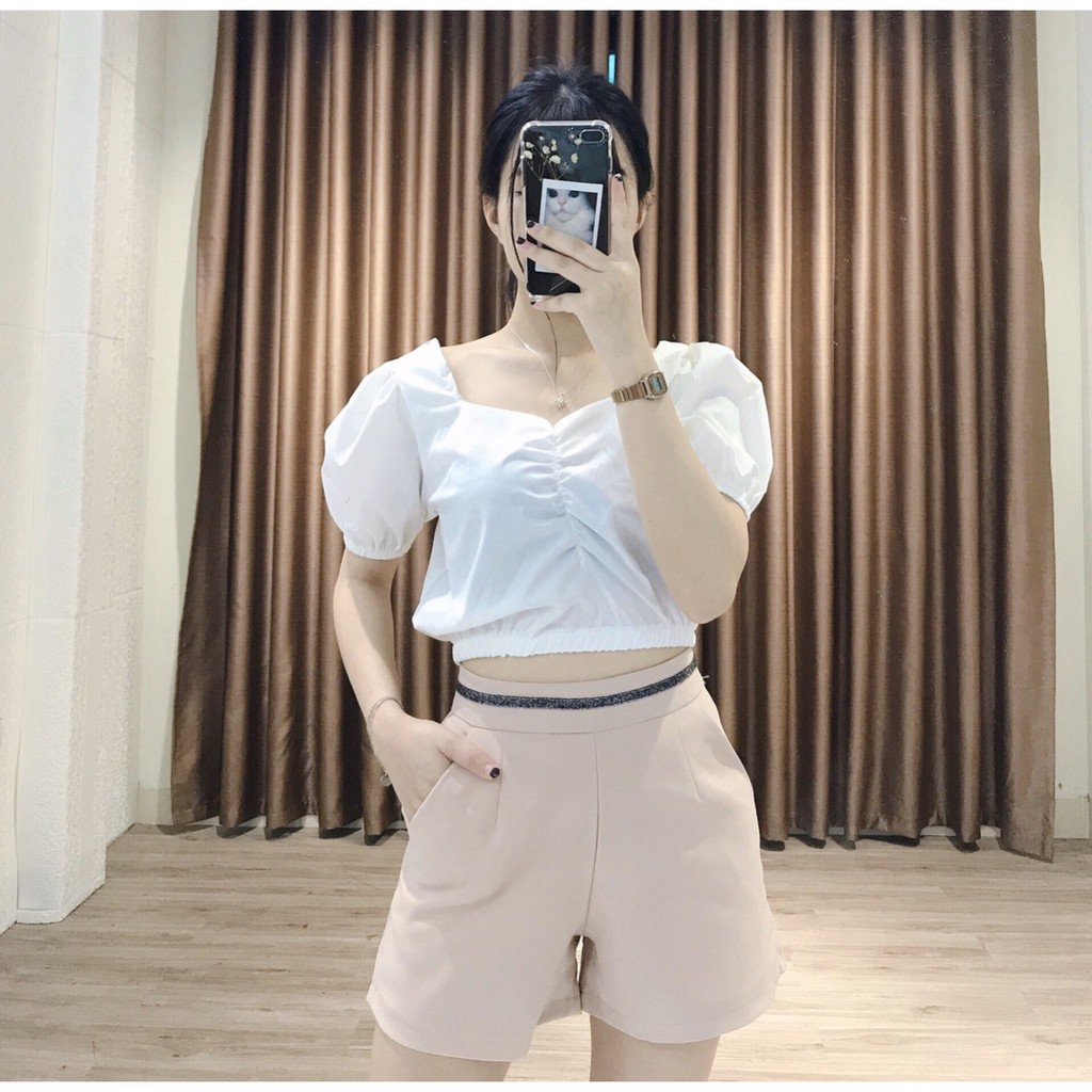 Áo kiểu croptop cộc tay