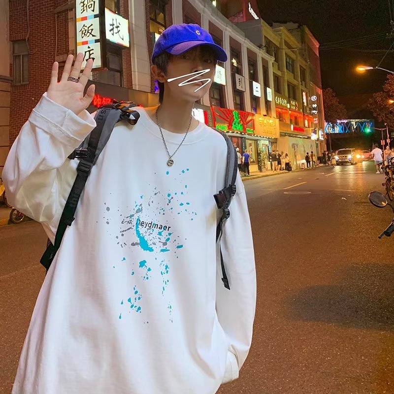 Áo Thun Tay Dài Dáng Rộng In Chữ Phong Cách Hip Hop Thời Trang Cho Nam Và Nữ Size M-5XL