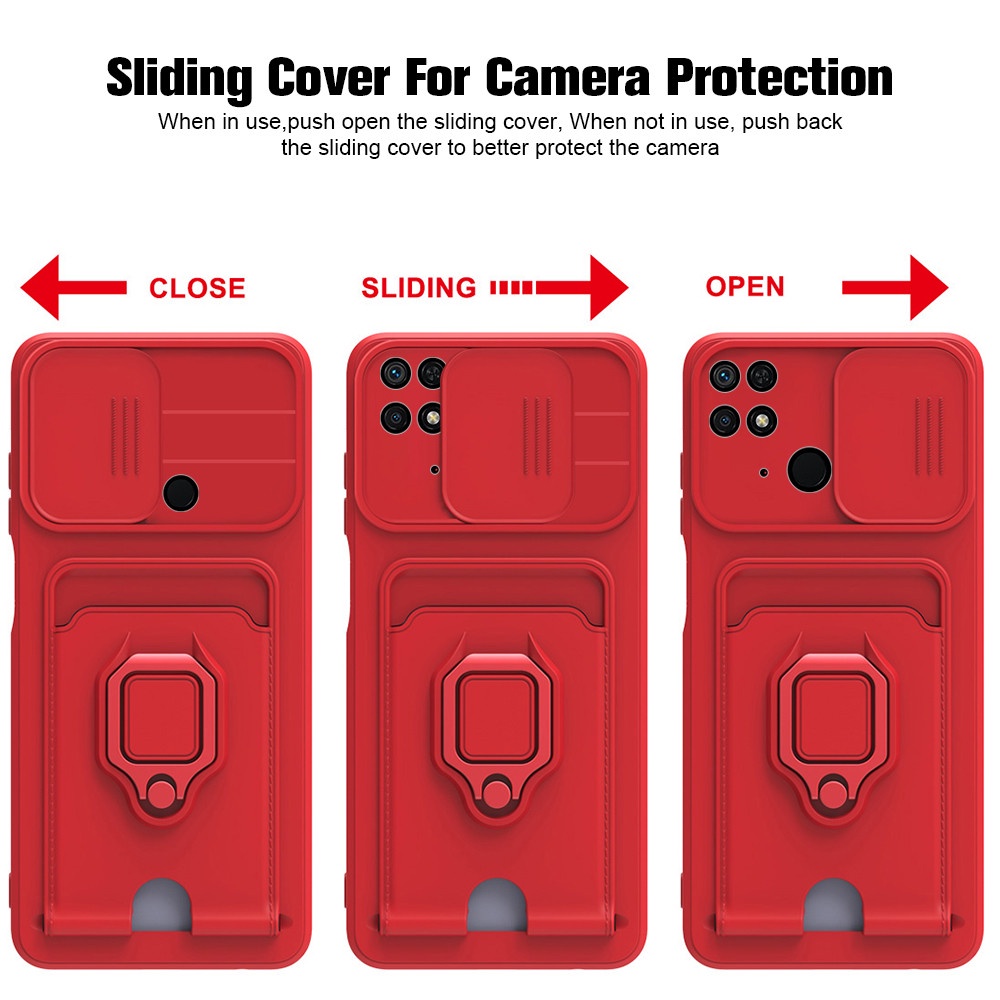 For Xiaomi Redme 10C Case Plus Camera Silicone Coque Redmi10C Redmy 10 C 6.71" Car Magnetic Holder Stand Card Wallet Back Cover