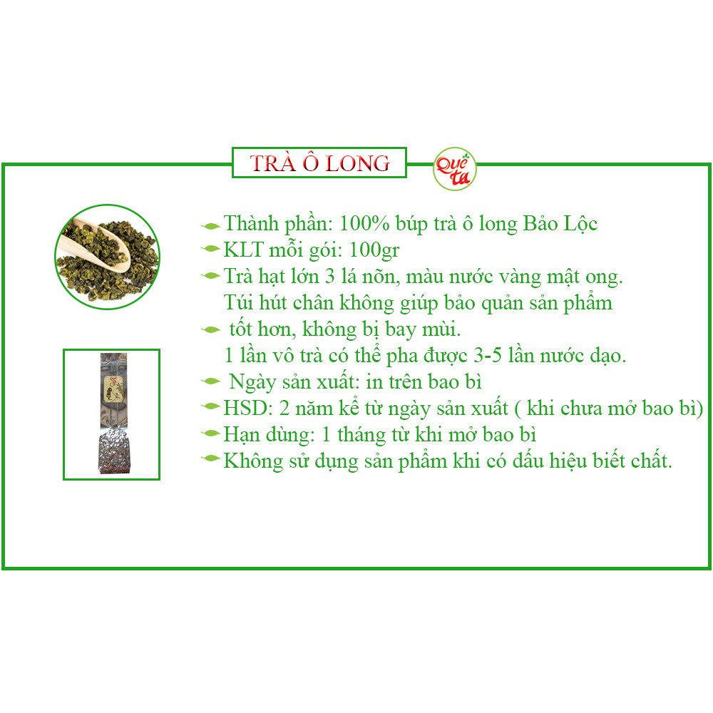(Tặng gói cà phê) Trà ô long Quê Ta nguyên chất, uống trà olong giúp giảm cân hiệu quả -4 gói x 100g | BigBuy360 - bigbuy360.vn