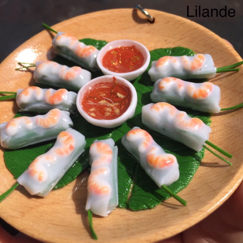 Móc khoá dĩa bánh cuốn_Handmade Lilande