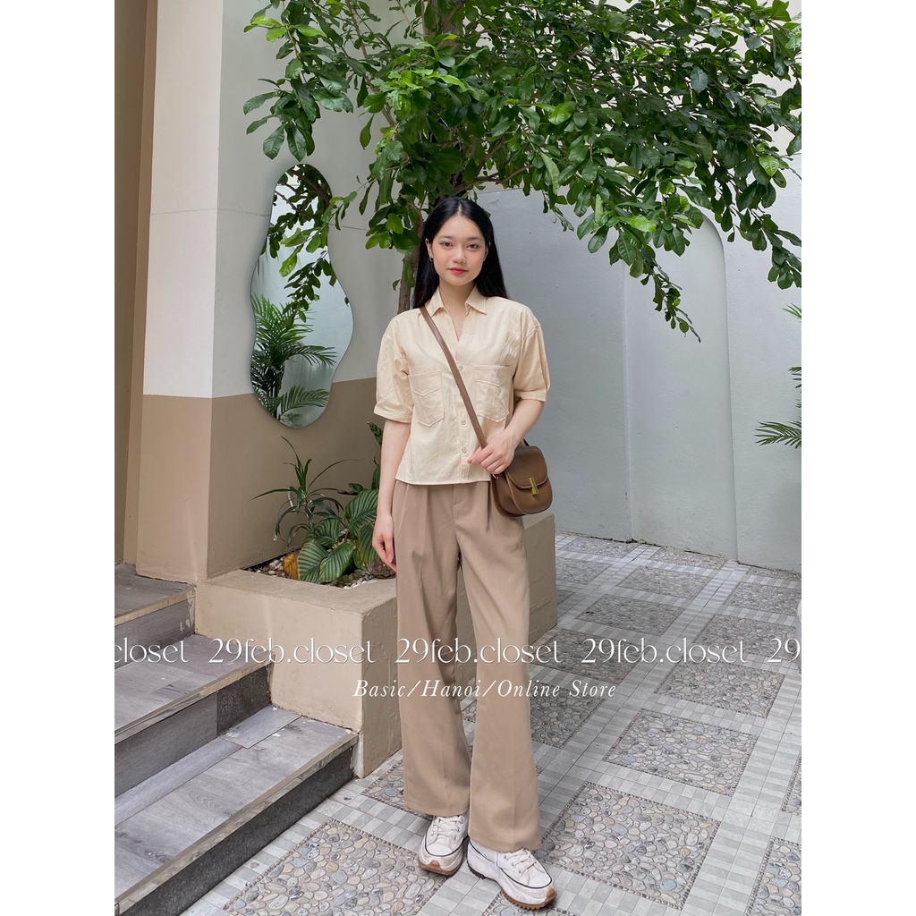 [Ảnh thật/Video] Áo sơ mi cộc tay cổ V xẻ tà - 29feb.closet - A71