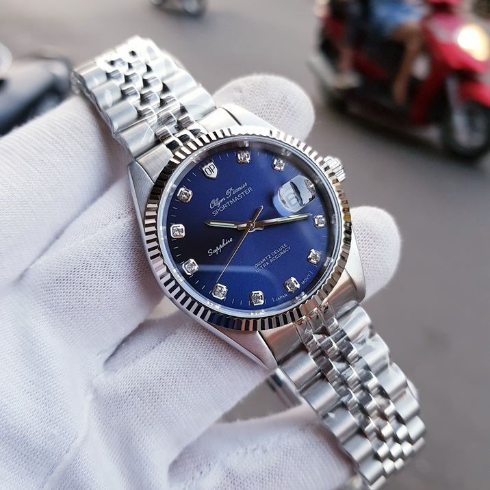 Đồng hồ đôi nam nữ dây kim loại Olym Pianus OP89322 MS / OP68322 LS mặt xanh