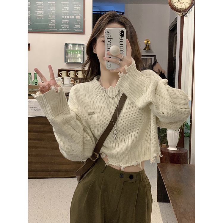 DUNEA Áo Thun Tay Dài Cổ Tròn Họa Tiết Sọc Caro Thời Trang Hàn Quốc