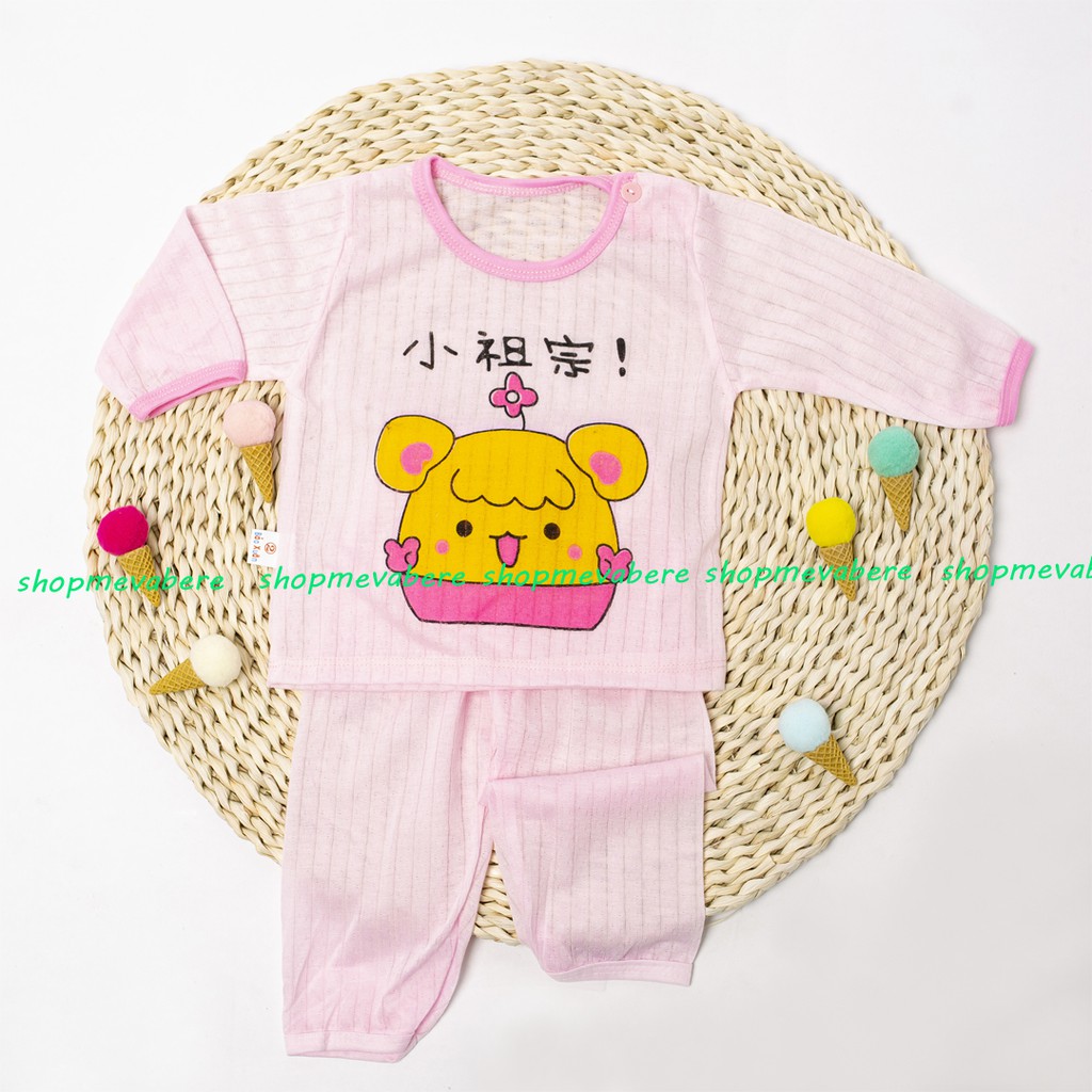 Bộ dài tay cotton tre nhiều màu cho bé trai, bé gái sơ sinh 3-13kg, cài cúc vai hàng đẹp - 𝐁𝐎𝟔𝟐