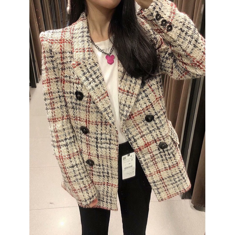 Áo blazer dạ tweed xuất dư