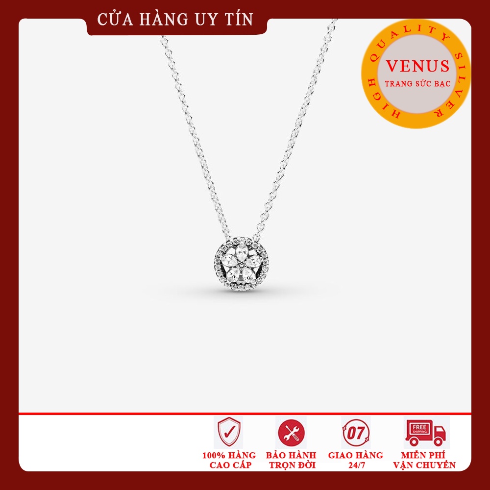 Dây chuyền bạc 925 mặt hoa đá 5 cánh- Trang sức bạc Venus