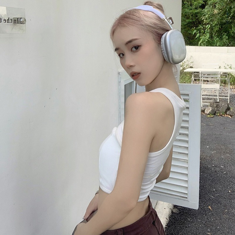 Áo Croptop Cổ Tròn Màu Sắc Trơn Phong Cách Hàn Quốc Quyến Rũ Cho Nữ