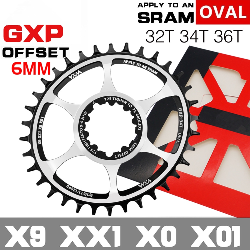 Xích Xe Đạp Hình Bầu Dục 32T-36T cho MTB, Offset 6mm, Tương thích SRAM 8-12 Tốc Độ