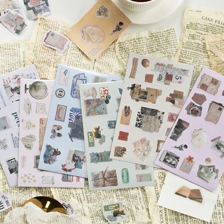 Junarystudio - Set 2 tờ sticker miếng dán vintage trang trí journal