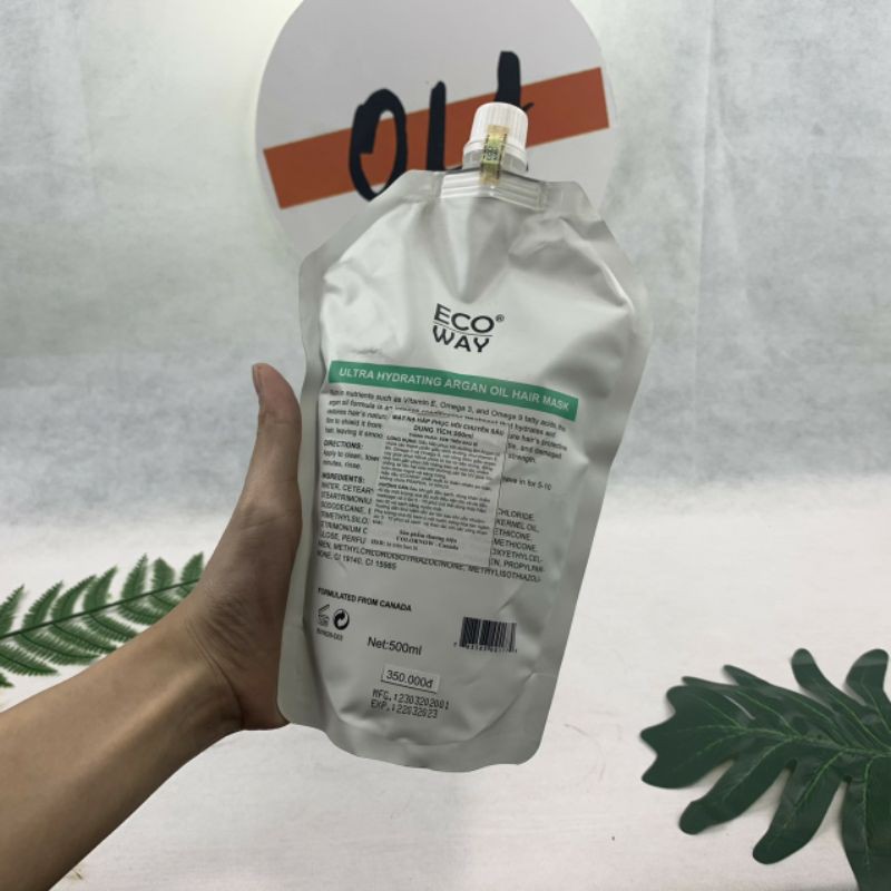 Kem Hấp Tóc Phục Hồi Hư Tổn Collagen Ecoway 500ml - Mỹ Phẩm Ola
