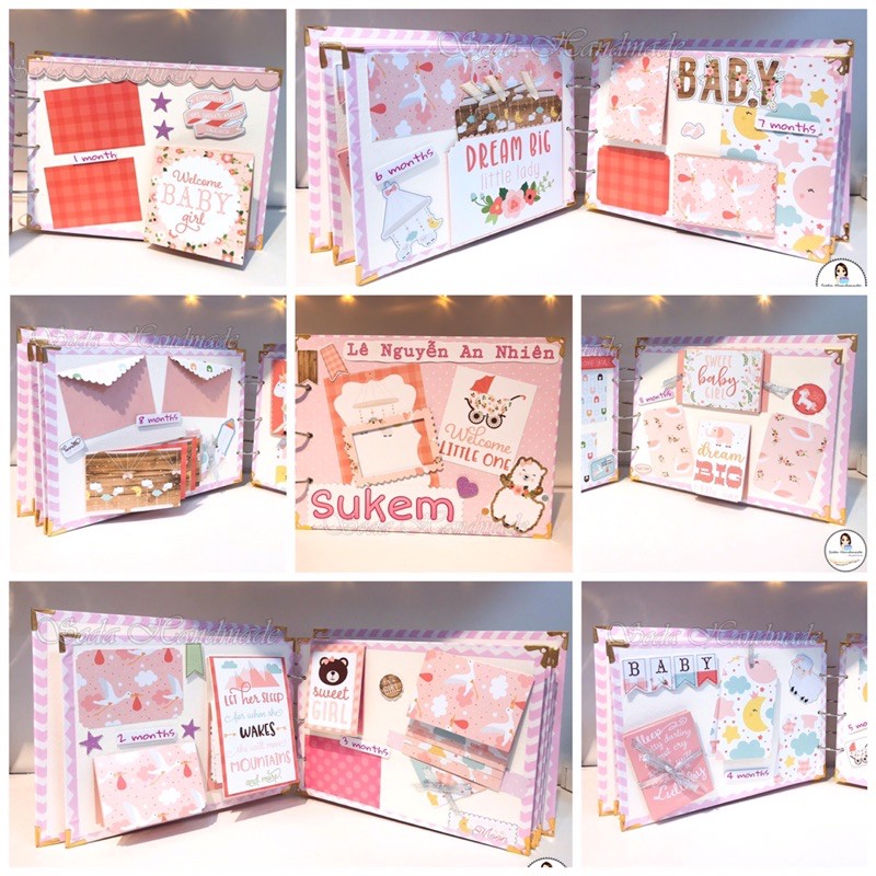 [Tổng hợp mẫu] Album handmade Scrapbook cho bé gái