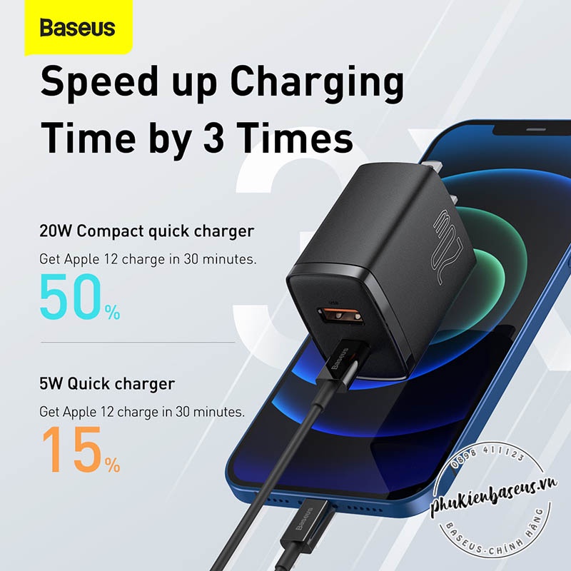 Cóc sạc nhanh siêu nhỏ gọn Baseus Compact Quick Charger 20W
