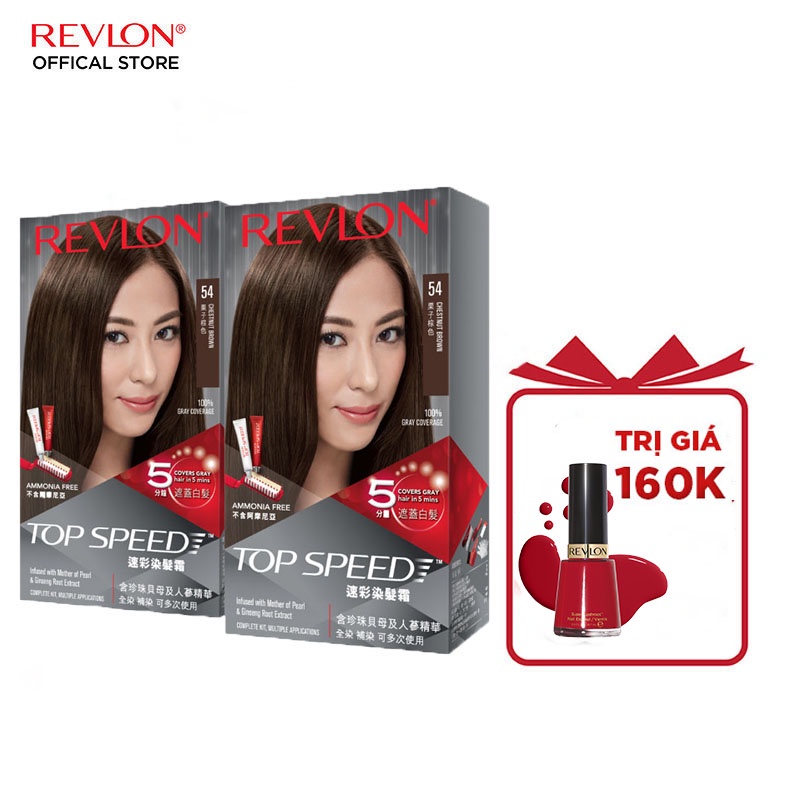 [Thêm vào giỏ hàng để nhận quà] Bộ 2 hộp cùng màu Nhuộm tóc phủ bạc Revlon TopSpeed dành cho nữ 120ml