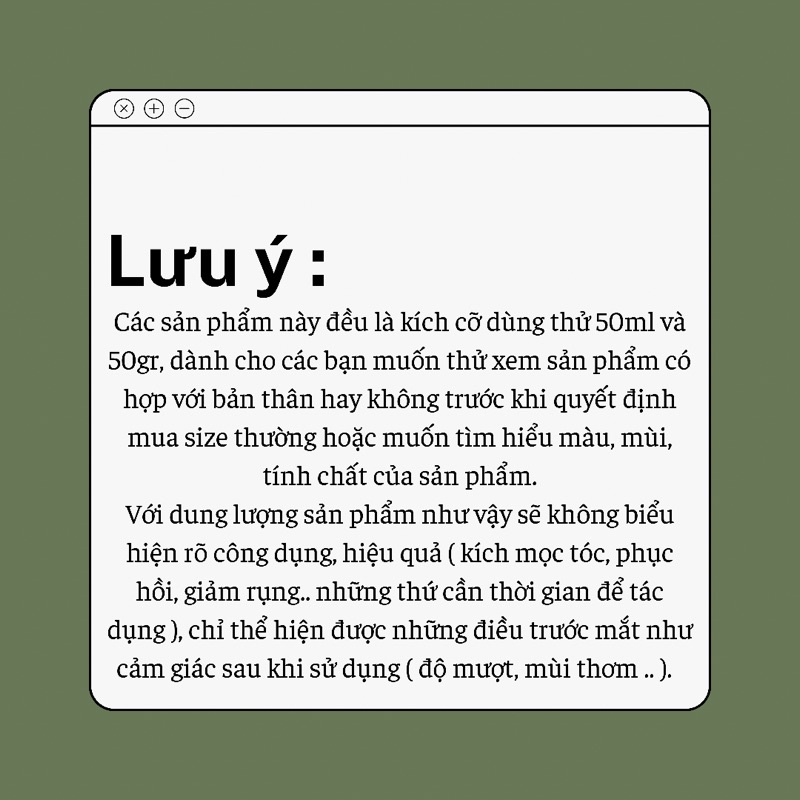 Phiên bản dùng thử các loại Dầu Gội - Ủ Xả @beautywithHan