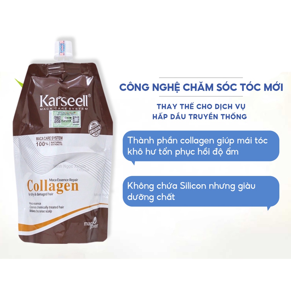 Kem ủ tóc phục hồi siêu mượt Collagen KARSEELL dạng túi 500ml