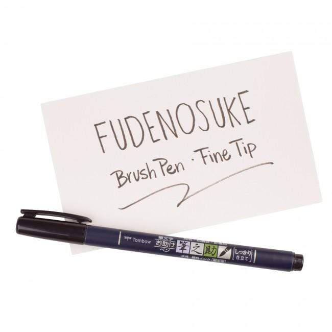 Bút Lông Brush Fudenosuke Tombow GCD-112 Ngòi Mềm Và Ngòi Cứng - Màu Đen - Mực Không Mùi Không Độc Hại- Chống Nước