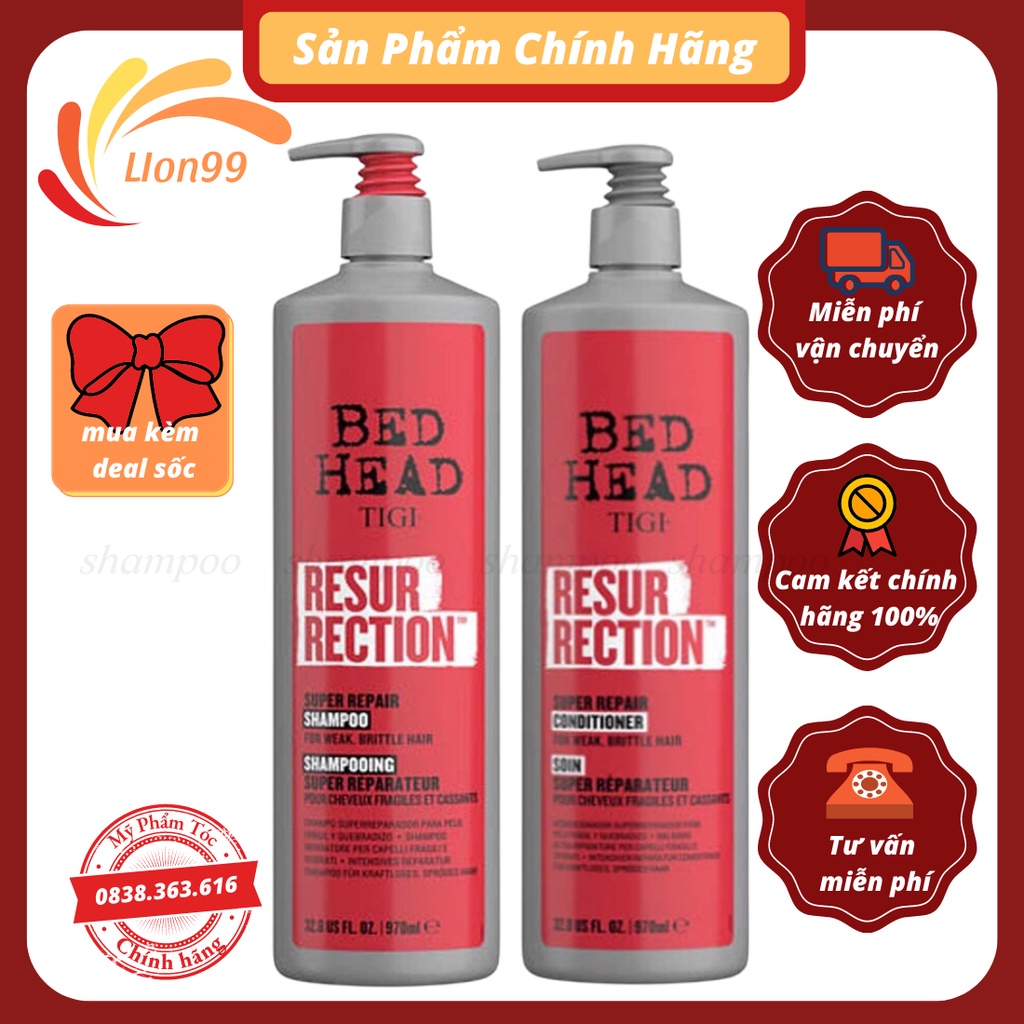Cặp dầu gội TIGI BED HEAD 970ml phục hồi tóc khô xơ hư tổn giảm gãy rụng hàng chính hãng