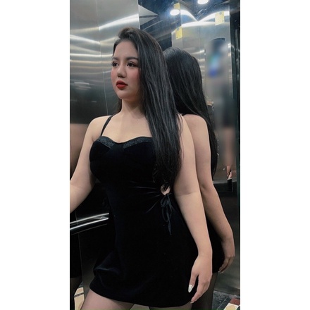 Đầm Nhung Khoét Eo Tôn Dáng Hương Quỳnh Bigsize