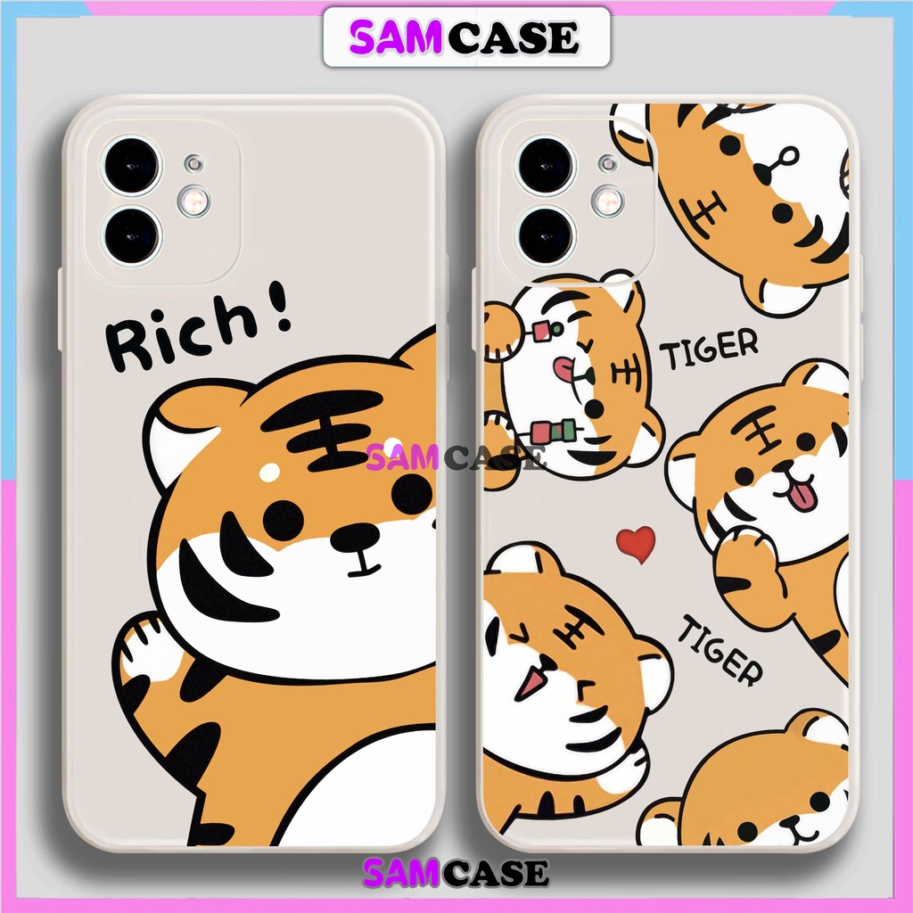 Ốp lưng iPhone cặp đôi cạnh viền vuông silicon dẻo cho iphone 6/6s/7/8/X/XS/XR/11/12/13/14 Pro Plus Max Hổ Tiger cute