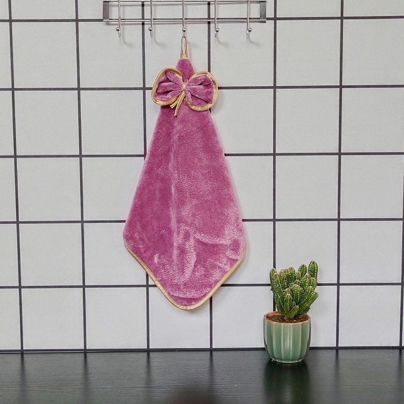 Khăn lau tay nhà bếp, khăn lau chén dĩa nơ viền vàng