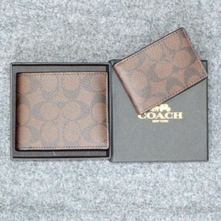 Combo 2 ví Coach Compact ID Wallet F74993