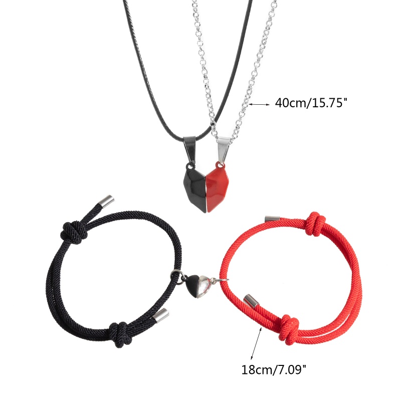 Set 4 Vòng cổ Nam Châm Mặt Trái Tim Ghép Hình Sáng Tạo Cho Cặp Đôi