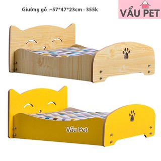 [Hàng cao cấp] Giường gỗ cho chó mèo - Giường ngủ, đệm, ổ nằm cho chó mèo thú cưng
