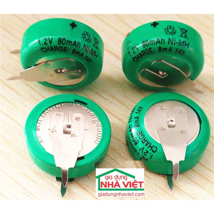 Pin sạc cúc áo hàn chân NI-MH 1.2V 80mAh V80H