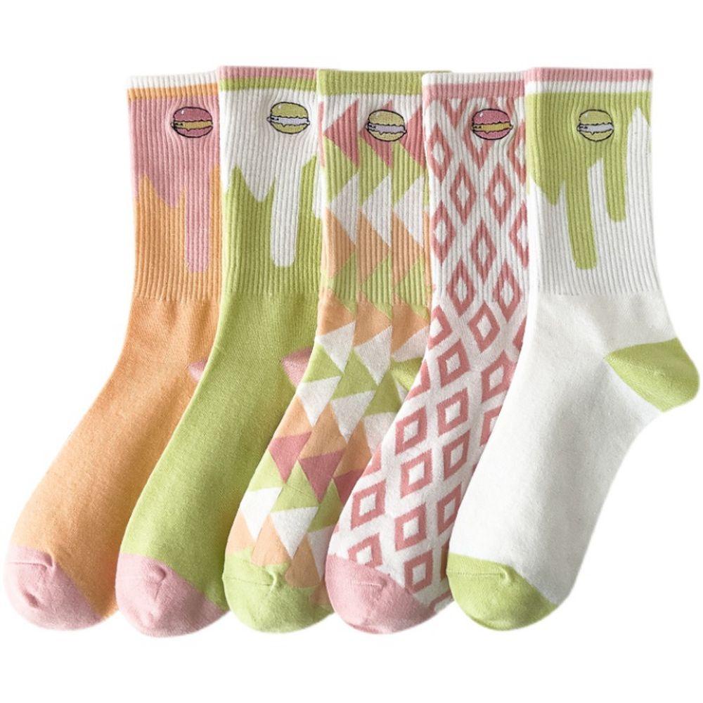 Mocho Vớ Lưới Thêu Hình Bánh Quy / Hình Thoi Ngọt Ngào Cá Tính Phong Cách Đại Học Cho Nữ