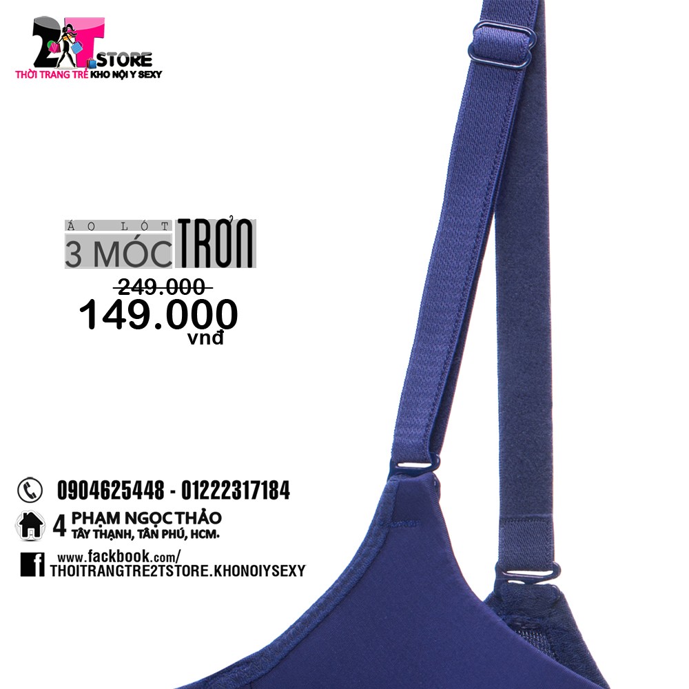 Áo Nâng Ngực Cotton 3 Móc Trơn (Xanh Dương)