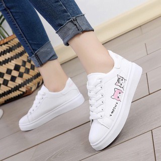 Giày sneaker đế bằng sticker Meow