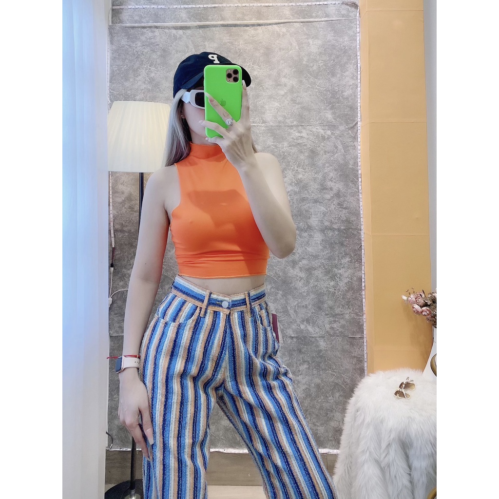 Quần ống Suông Ullzzang Sọc Chất Jean Lạ_Liên Liên Shop