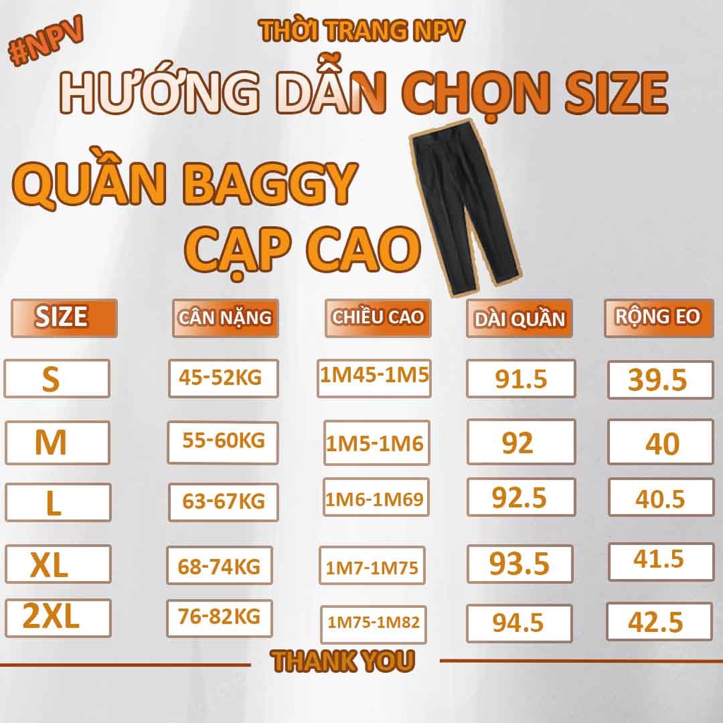 Quần baggy nam cạp cao NPV ống rộng vải Hàn cao cấp, co giãn phân loại tây âu lịch lãm trẻ trung