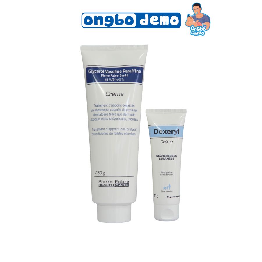 Kem nẻ dưỡng ẩm Dexeryl Creme 50g và Glyxeron 250g, dưỡng da cho bé tránh nứt nẻ, chàm sữa - Ongbodemo